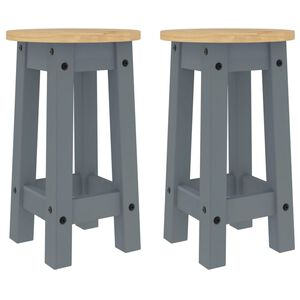 vidaXL Taburetes altos de cocina 2 uds madera maciza de pino gris