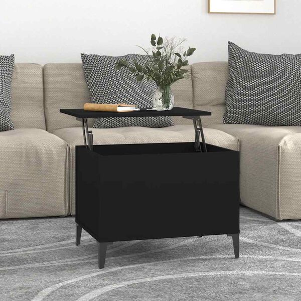 vidaXL Mesa de centro madera contrachapada negro 60x44,5x45 cm