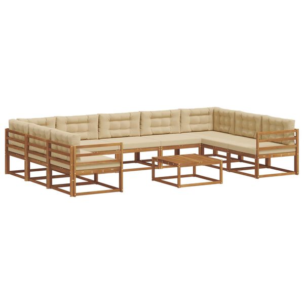 vidaXL Conjunto de sof&aacute;s de exterior con coj&iacute;n 10 pcs Natural y Beige