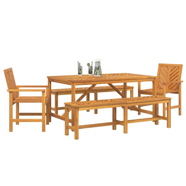 vidaXL Conjunto de Comedor de Jardín 5 pcs Marrón