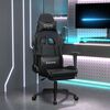 vidaXL Silla gaming de masaje y reposapiés cuero sintético negro