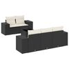 vidaXL Set de sof&aacute;s de jard&iacute;n 6 piezas y cojines rat&aacute;n sint&eacute;tico negro