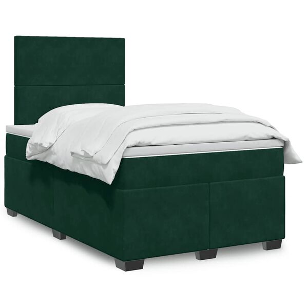 vidaXL Cama box spring con colch&oacute;n terciopelo verde oscuro 120x200 cm