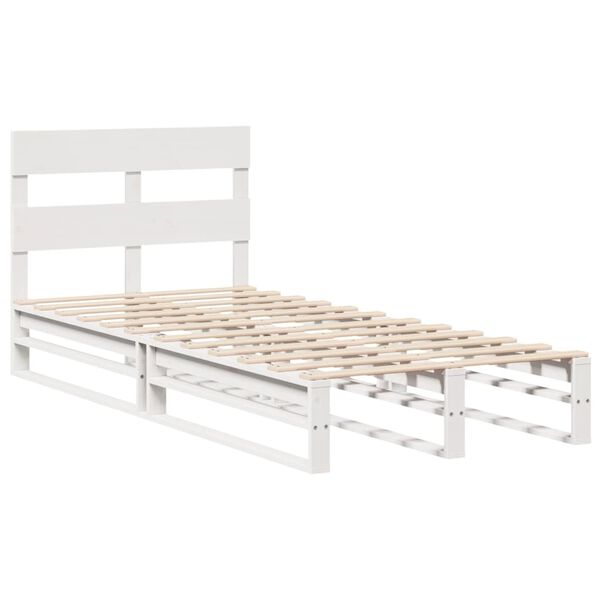 vidaXL Estructura de cama sin colch&oacute;n madera maciza blanca 75x190 cm