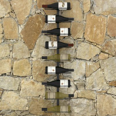 vidaXL Botellero de pared para 9 botellas hierro negro