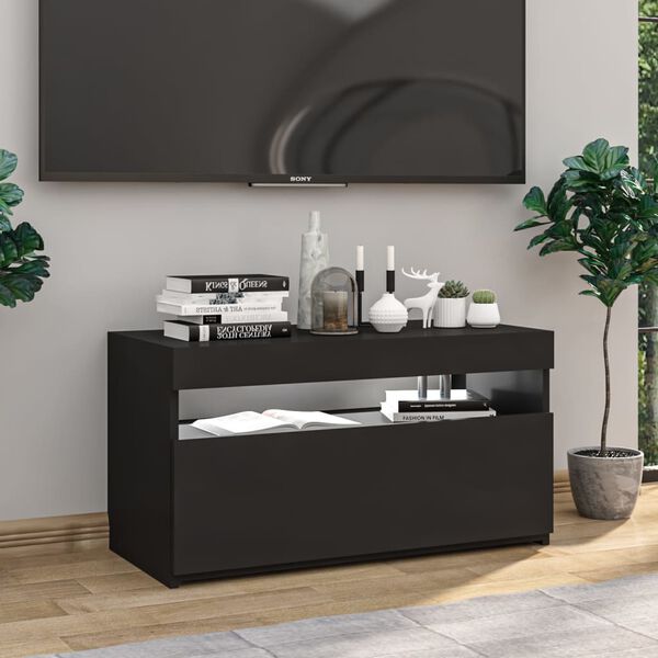vidaXL Mueble de TV con luces LED negro 75x35x40 cm