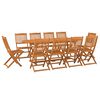 vidaXL Set comedor de jard&iacute;n 11piezas madera maciza acacia 220x90x75cm