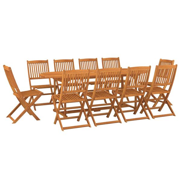 vidaXL Set comedor de jard&iacute;n 11piezas madera maciza acacia 220x90x75cm