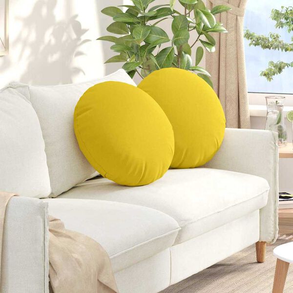 vidaXL Cojines para asiento 2 pcs Amarillo Claro Ø50 x 19 cm tela