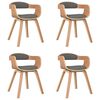 vidaXL Silla de comedor 4 uds madera curvada y tela gris claro