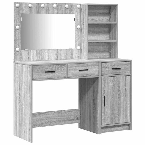 vidaXL Mesa Tocador con cajón 2 pcs Gris Madera de ingeniería