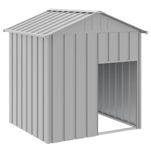 vidaXL Caseta perros tejado acero galvanizado gris claro 117x103x123cm