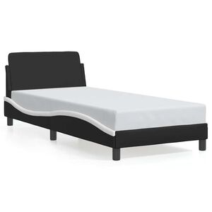 vidaXL Estructura de cama Dover en blanco y negro, 90x190 cm, piel sint&eacute;tica