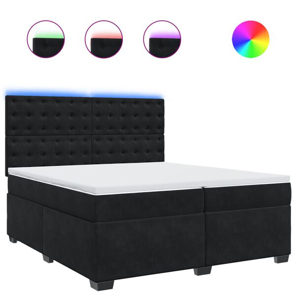 vidaXL Cama box spring con colch&oacute;n terciopelo negro 200x200 cm