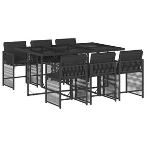 vidaXL Set de comedor de jard&iacute;n 7 pzas y cojines rat&aacute;n sint&eacute;tico negro