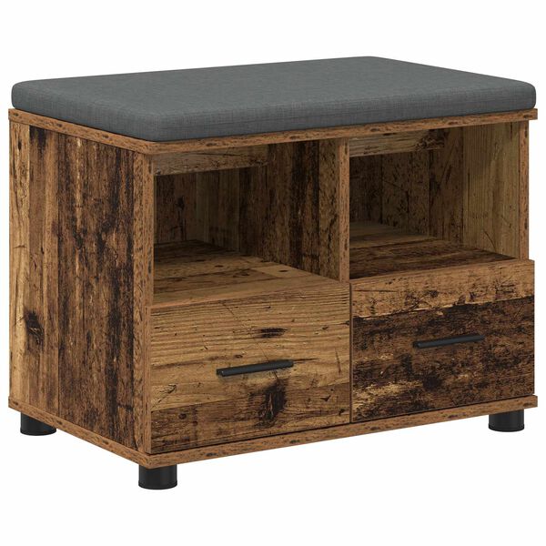 vidaXL Banco de entrada con coj&iacute;n Madera vieja 60 x 38 x 46 cm