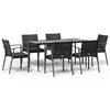 vidaXL Juego comedor jard&iacute;n 7 piezas y cojines rat&aacute;n sint&eacute;tico y acero