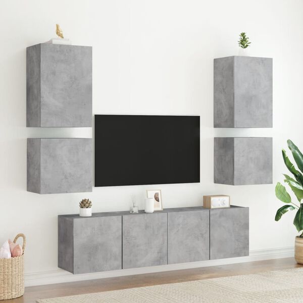 vidaXL Mueble TV de pared madera ingenier&iacute;a gris hormig&oacute;n 40,5x30x40cm
