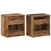 vidaXL Mesitas de noche (2 unidades) con caj&oacute;n, madera envejecida, 39x28x41 cm