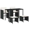 vidaXL Set de muebles jard&iacute;n 5 pzas con cojines rat&aacute;n sint&eacute;tico negro