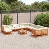 vidaXL Set de sofás jardín 12 pzas con cojines madera pino marrón cera