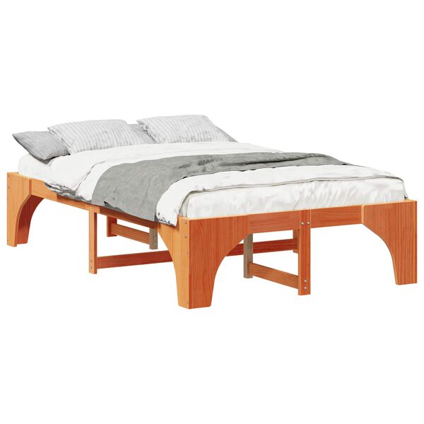vidaXL Estructura de cama Marr&oacute;n 140 x 190 cm Madera de pino macizo