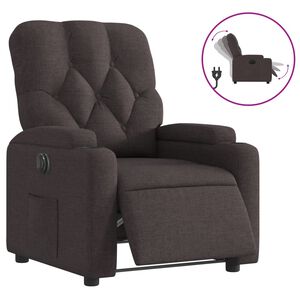 vidaXL Sill&oacute;n reclinable el&eacute;ctrico tela marr&oacute;n oscuro