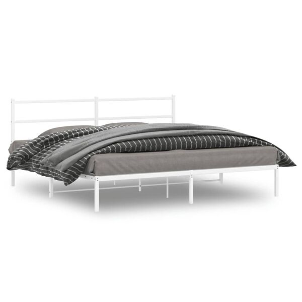 vidaXL Estructura cama sin colch&oacute;n con cabecero metal blanco 193x203cm