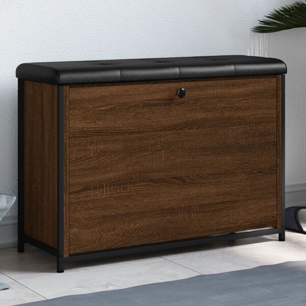 vidaXL Banco zapatero con caj&oacute;n abatible roble marr&oacute;n 82x32x56 cm