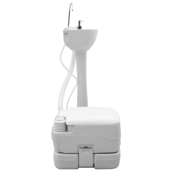 vidaXL Inodoro de Camping 2 pcs Gris y blanco