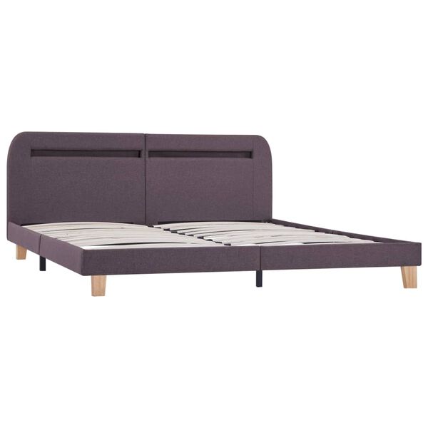 vidaXL Estructura de cama con LED sin colch&oacute;n tela taupe 160x200 cm