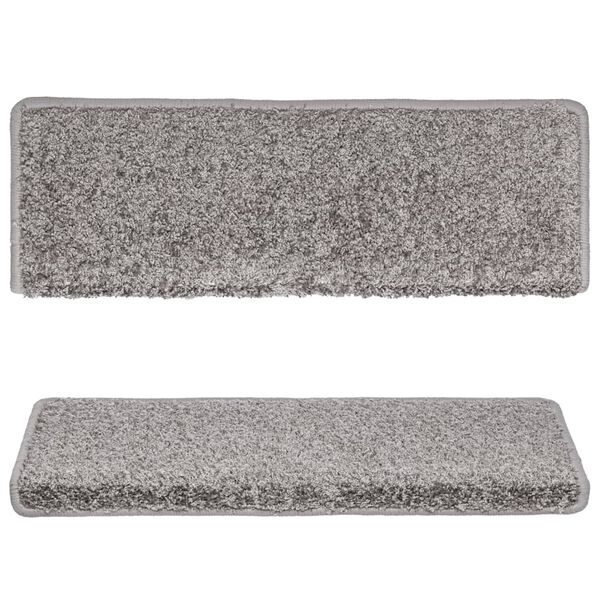 vidaXL Alfombrillas para escaleras 15 unidades 65x21x4 cm Gris Borde Rectangular