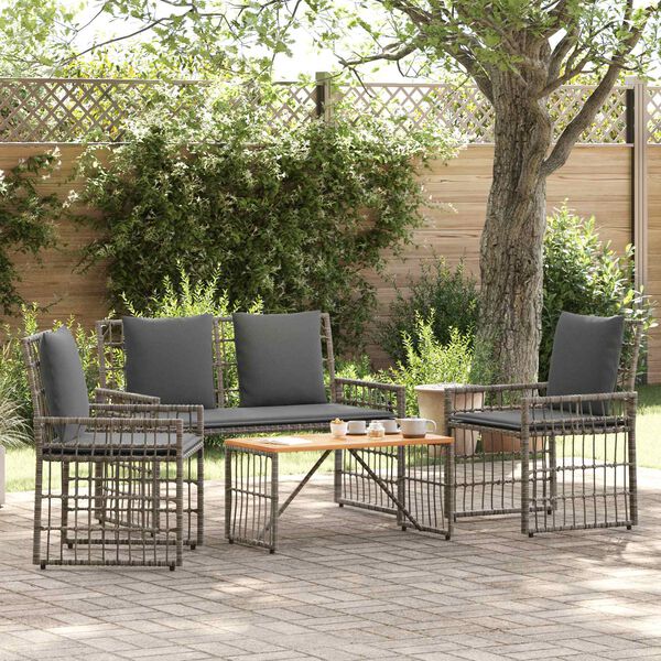 vidaXL Juego de muebles de exterior 4 pcs Negro y Gris oscuro