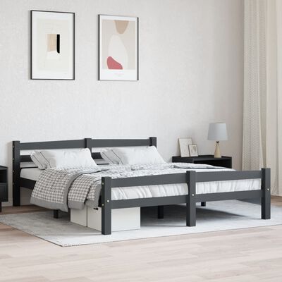 vidaXL Estructura de cama madera maciza pino gris oscuro 160x200 cm
