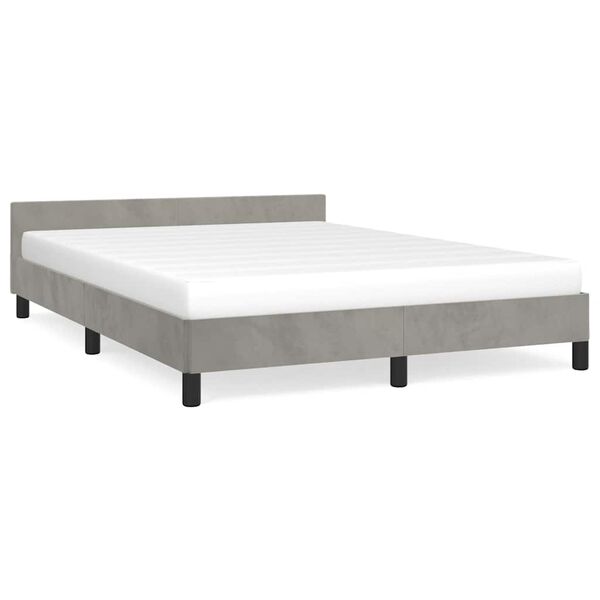 vidaXL Estructura de cama sin colch&oacute;n terciopelo gris claro 140x200 cm