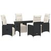 vidaXL Conjunto de Comedor de Jard&iacute;n 5 uds. Negro rat&aacute;n sint&eacute;tico