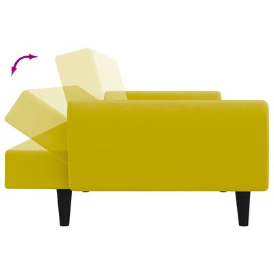 vidaXL Sofá cama de 2 plazas con taburete terciopelo amarillo