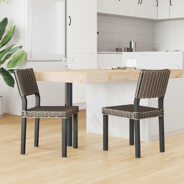 vidaXL Silla de comedor 2 pcs Lavado negro 46 x 55 x 84 cm Rat&aacute;n Kubu