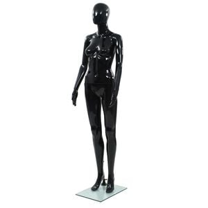 vidaXL Maniqu&iacute; de mujer completo base de vidrio negro brillante 175 cm