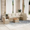 vidaXL Set sof&aacute;s de jard&iacute;n 7 piezas y cojines rat&aacute;n sint&eacute;tico beige