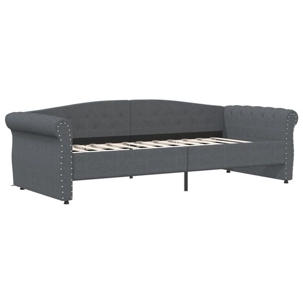 vidaXL Sof&aacute; cama con colch&oacute;n USB de tela gris oscuro 90x200 cm