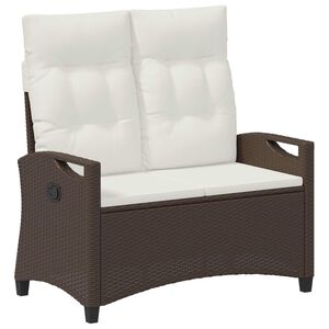 vidaXL Banco de jard&iacute;n con almohada Marr&oacute;n y crema 105 x 60 x 112 cm