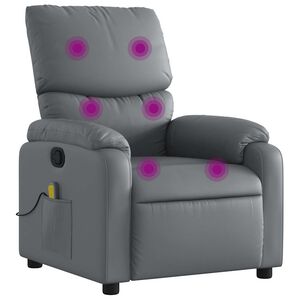vidaXL Sill&oacute;n reclinable de masaje en piel sint&eacute;tica gris