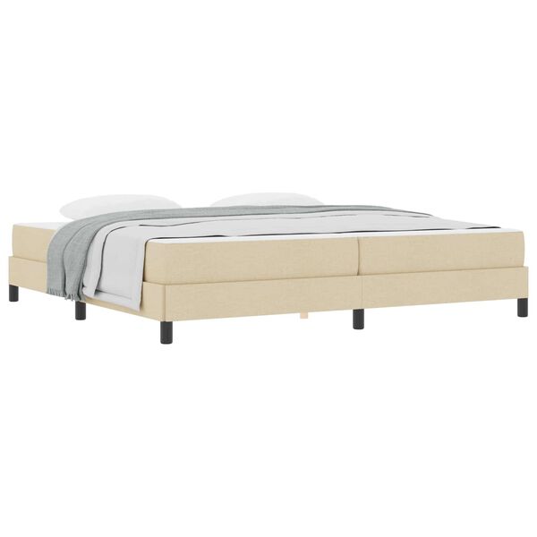 vidaXL Cama tipo Box Spring con colchón Crema 200 x 200 cm tela