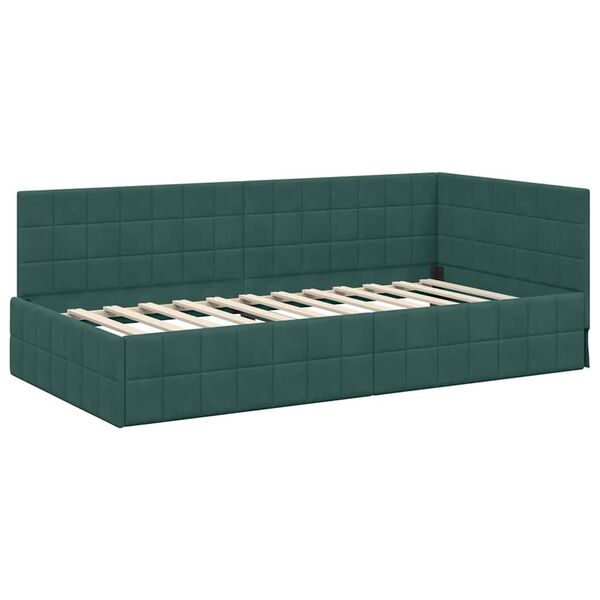 vidaXL Estructura de cama en esquina Verde oscuro 90 cm x 190 cm
