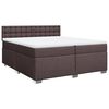 vidaXL Cama box spring con colch&oacute;n tela marr&oacute;n oscuro 200x200 cm