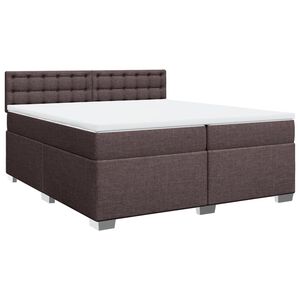 vidaXL Cama box spring con colch&oacute;n tela marr&oacute;n oscuro 200x200 cm