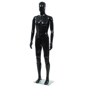 vidaXL Maniqu&iacute; de hombre completo base vidrio negro brillante 185 cm