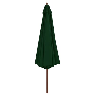 vidaXL Sombrilla de jardín con palo de madera 350 cm verde