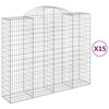vidaXL Cestas gaviones 15 uds forma de arco hierro 200x50x160/180 cm